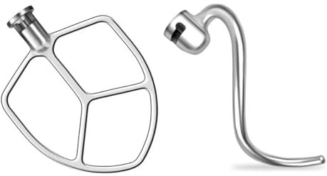 Set di utensili for mescolare, compatibile con KitchenAid 5QT-6QT Bowl Tilt-Head Stand Mixer Attacco Frusta piatta in acciaio inossidabile + gancio a spirale for impastare