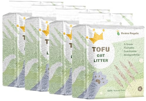 Beans Royale Tofu Katzenstreu, klumpendes Kätzchenstreu, spülbar, Erbsfaser, staubfrei, geruchskontrollierend, geringe Spurung