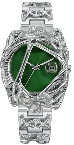 BARAMON Uhren für Herren, modisch, einzigartige Quarzuhr, Hip-Hop, Rock, Punk, Armbanduhr, lässig, coole Armbanduhren, Edelstahl, wasserdicht, Herrenuhr als Geschenk