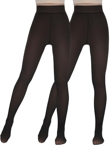 CAMPSNAIL 2er Pack Thermo Strumpfhose Damen Fleece Gefüttert Winter | Blickdicht Transparent Look Feinstrumpfhose Thermoleggings Weich Elastisch