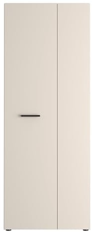 Forte NET306 Schuhschrank 70, moderner Flurschrank, 2-türig, 5 Regalböden, Flur, Diele, Abstellraum, Holzwerkstoff, Kaschmir|Beige, 68,7 cm breit x 181,1 cm hoch x 36,5 cm tief