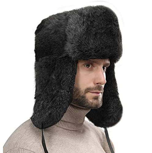 FakeFace Herren Fliegermütze Warm Trappermütze Trapper Hut Unisex Kunstfellmütze Wintermütze mit Ohrenklappen Mundschutz Pilotenmütze Schirmmütze für Skifahren, Schlittschuhlaufen Outdoor