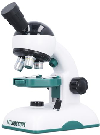 TIKATARER Biologisches Mikroskop, LED-Beleuchtungsmikroskop mit 200-facher, 600-facher, 1200- Vergrößerung und 4 Farbfiltern, Ideal für Studenten, Erwachsene und Heimschule