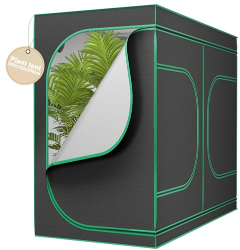 PEILU Growzelt Komplettset 240x120x200cm Pflanzenzelt inkl. Stahlrahmen Sichtfenster Reflektierendes Innenfolie Bodenwanne & Zubehörkanal Tragbare Zuchtzelte für Hydrokulturen/Indoor-Anbau