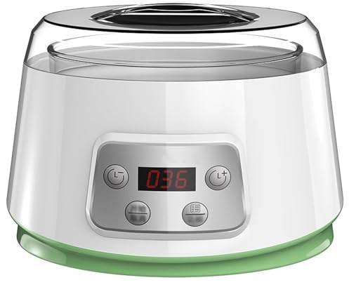Yogurtera de 1,3L, Yogurtera compacta de 20W con 4 frascos de Vidrio, Pantalla LCD, Revestimiento de Vidrio de Gran Capacidad, Tiempo Ajustable, Adecuada para Yogur, Yogur Griego, Queso, natto