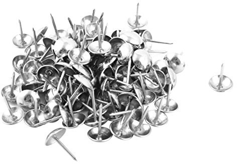 sourcing map 100PCS Clou Tapissier Pointe Tapissier Clou Tapis Punaise pour Meuble Metal Rembourrage Ton argenté 10 x 15mm