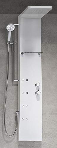 Colonne Douche équipée vertical Novellini Dress S Mitigeur mécanique thermostatique blanc brillant mat gris noir multifonction Pommeau de douche cascade de rangement porte objets Douchette main