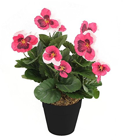 Best Artificial 30cm Pink Pansy Flower Plug Bedding Plant Bunch - Pot NOT Included