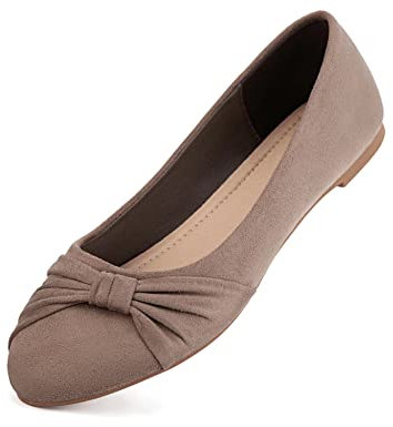MaxMuxun Damen Geschlossene Ballerinas Flache Freizeit Bequeme Schuhe Hellbraun Größe 39 EU