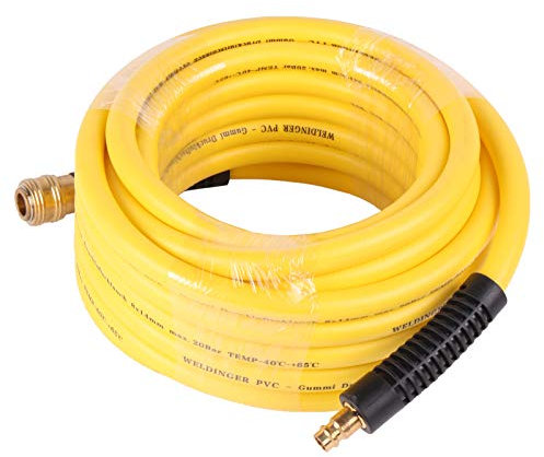 WELDINGER Druckluftschlauch 10 m Gummi-PVC 8 x14 mm mit Messingkupplungen