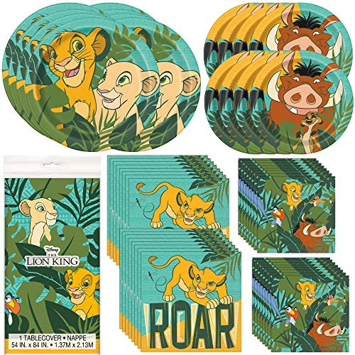 Unique Lion King Dinnerware Bundle Officially Licensed by Unique | Napkins & Plates | Great for Kid's Birthday Party, Cartoon Themed Event, Zoo Motif