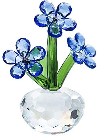 H&D Hyaline&Dora Kristall Vergissmeinnicht Blumen Figuren, Glas Traumblumen Briefbeschwerer Sammlerstücke, Tischdekoration, Glas Blumen Geschenk für die Dame