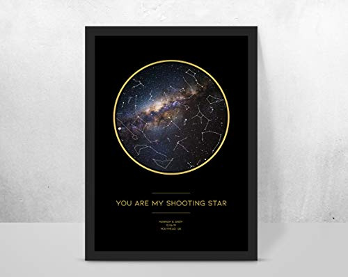 Personalised Shooting Star map chart astronomical Poster Print Framed/unframed