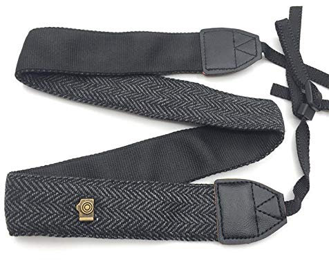 Komet Cotton Camera Shoulder Neck Strap Belt for Nikon Z7 Z6 / Canon EOS RP M50 SL3 / Sony A7R4 A6400 DSLR Camera (Black)