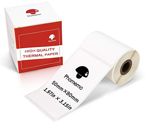 Phomemo M110 Thermoetikettenpapier- Multifunktionales selbstklebendes Etikett Adressetikett,1.97“x3.15”(50x80mm), Geeignet für Phomemo M110 M200 M120 M220 M221 Etikettendrucker, 100 Etiketten/Rolle