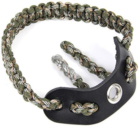 SUNYA Handgelenkschlinge, Vollnarbenleder-Joch auf Bogen-Stabilisator, 550 Paracord-Handarbeit, Metallösen, passend für Bogenschießen, mehrere Farben zur Auswahl