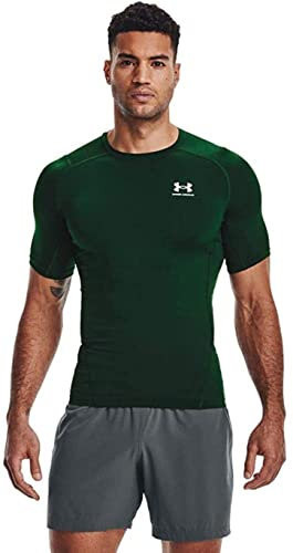 Under Armour Herren Armour HeatGear Compression Short-Sleeve T-Shirt Kurzärmelig, Forest Green (301)/Weiß, L
