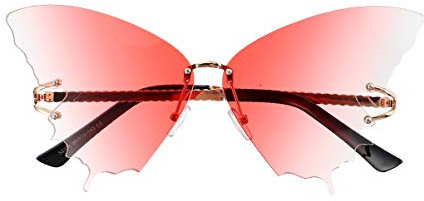 SOIMISS Randlose Sonnenbrille Schmetterling Sonnenbrille Vintage Punk Ocean Beach Hipster Brille Augenschutzbrille für Frauen Damen Grau Foto Requisite (Rosa)