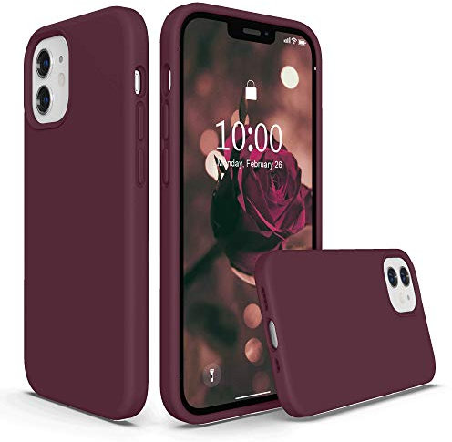 SURPHY Liquid Silicone Case Compatible with iPhone 12 mini Case 5.4 inches, Gel Rubber Full Body Shockproof Phone Case with Microfiber Lining for iPhone 12 mini 5.4 inches 2020 (Plum)