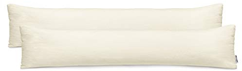 DecoKing 2 Kissenbezüge 20x120 cm Jersey Baumwolle Reißverschluss Creme Amber