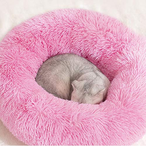 Coussin Chien Anti Stress XXXL Lit Moelleux Rond pour Chien XL Panier pour Chien Moyen Taille Puppy Love Panier Chien Orthopedique,Tapis Chien XXL Grande Taille Dehoussable Apaisant (80cm-L,Rose)