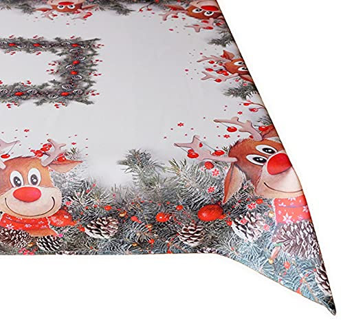 Raebel OHG Tischserie 'ELCH MIT ROTER Nase' hochwertiges Druck-Motiv - Eyecatcher im Winter und zu Weihnachten (130 x 170 cm)
