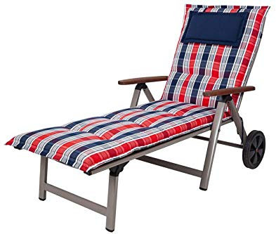 Kettler Polen KETTtex 2128 Auflage Rollliege Rom rot-blau-grau kariert 195x60x9 cm Sitzpolster (ohne Liege)