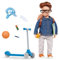 Lori LO31208Z Thomas mit Roller – Mini Junge 15 cm mit Puppenkleidung, Schulsachen, braunen Haaren – Puppen Zubehör, Spielzeug für Kinder ab 3 Jahre, Bunt