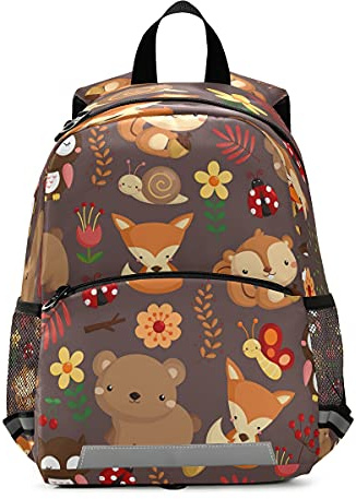 Mnsruu Kleinkind-Rucksack mit Zügeln für Jungen, niedlicher Tier, Kinderrucksack, Kindergarten, Reisetasche mit Brustclip, braun, One Size, Hübsch