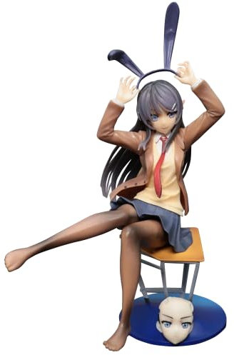 Jilijia Adolescent Idiots Don't Dream of Bunny Girls Figur Modell Sakurajima Mai Figur sitzende Haltung Statue für Sammlerstücke, Desktop-Dekorationen (PVC, 20-24 cm)