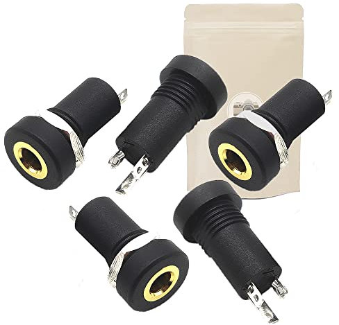 5X Embase Prise Mini Jack Stereo 3,5 mm Femelle plaqué Or 18k façade écrou