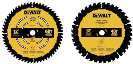 DEWALT Miter Saw Blade Combo Pack, 12” Blades, 40 Tooth & 60 Tooth, Fine Finish, Ultra Sharp Carbide (DWA112CMB)