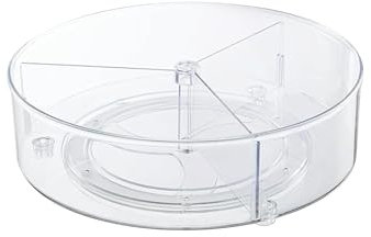 Roninkier Drehteller Organizer Lazy-Susan mit 3 Dividers - Geteilte Plattenspieler Organizer für Schrank, Speisekammer, Küche, Kühlschrank, Arbeitsplatte, Badezimmer, Eitelkeit, 27 cm