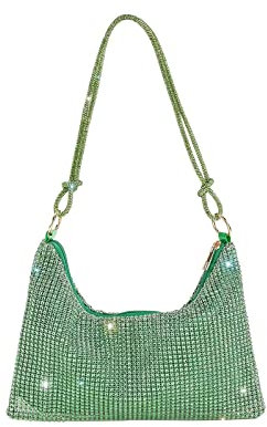 CORIOS Bolso de Fiesta para Mujer Bolsa de Noche Diamantes de Imitación Clutch Bolsos Bandolera Bolso de Hombro Elegante Bolsas de Mensajero para Fiesta de Graduación Boda Banquete Verde