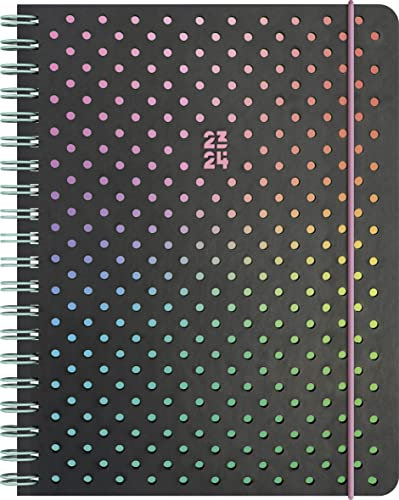 BRUNNEN Schülerkalender „Disco“ 2023/2024 2 Seiten = 1 Woche A6 schwarz/pink