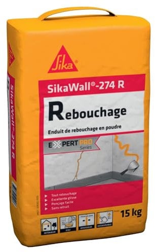 SIKA - Enduit de rebouchage en poudre - SikaWall-274 R blanc - Murs et plafonds intérieurs - Forte adhérence - Haut pouvoir couvrant - 15 kg