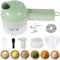 Juego de cortador de verduras eléctrico de mano 4 en 1 - Mini picador de alimentos eléctrico recargable - Batidora portatil para carne, verduras, frutas. Picadora electrica pequeña