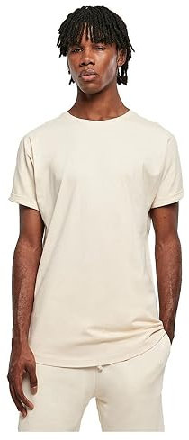 Urban Classics Herren T-Shirt Long Shaped Turnup Tee, lässiges T-Shirt für Männer, in langem Schnitt, erhältlich in vielen Farben, Whitesand, S
