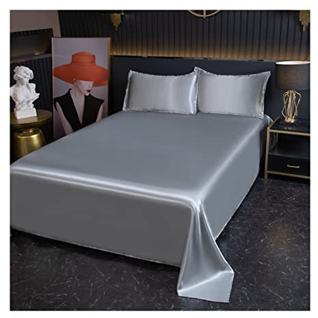 DMKD Bettlaken ohne Gummizug in 100% Polyester Mikrofaser Betttuch Haustuch ohne Gummi Glatt und Weich Laken viele Farben und Größen (Color : Gray(Grey), Size : Flat Sheet 120x230cm)