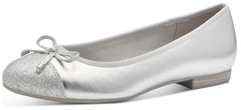 MARCO TOZZI by Guido Maria Kretschmer Damen Ballerinas mit Schleife Glitzer, Silber (Silver Comb), 40 EU