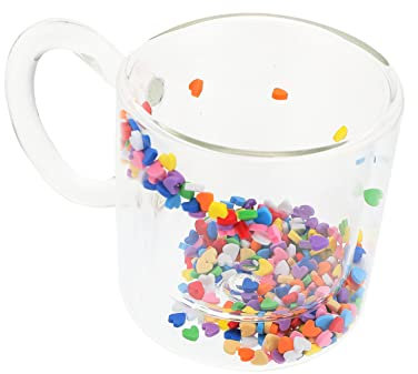 BESTonZON 1pezzi Tazza Trasparente Tazza Da Caffè Creativa Con Manico Bicchiere Infrangibile Per Latte Tè e Succo Facile Da Pulire e Sicuro Per Uso Quotidiano Design Elegante e