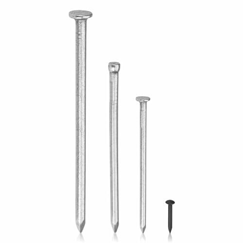 Masonry Nails Assortment Wire Flat Head Nail Assorted Set for Wood Plasterboard Wall DIY Crafts Construction Hanging Pictures Home Decor Woodwork General Purpose Carpet Tacks Carbon Steel (124)