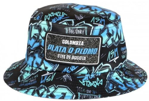 Bob Plata o Plomo Hut Türkis und Schwarz Strass Streetwear Kolumbien – Größe: Einheitsgröße – Farbe: Blau – Unisex, blau, Einheitsgröße