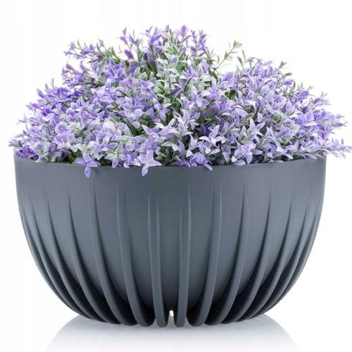 HowHomely Blumentopf Hoch 16 cm - Anthrazit Blumenübertopf - Langlebige und Leichte Übertopf 30 cm Durchmesser für Wohnzimmer oder Garten - Blumenkübel Wetterfest