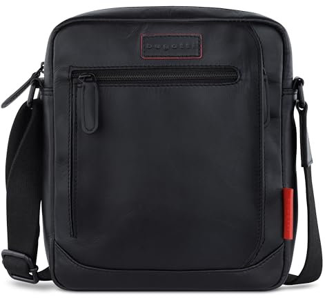 bugatti Clark Herren Schultertasche aus hochwertigem Leder in Schwarz
