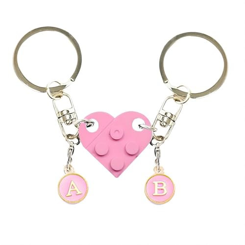 Epitome Love Building Blocks Schlüsselanhänger, Alphabet-Anhänger, 2-in-1, abnehmbarer Spleiß-Schlüsselanhänger, Geschenk, rose, 5