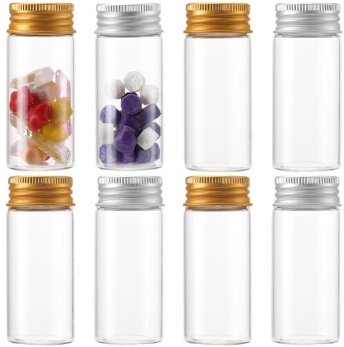 SUNNYCLUE 24Pcs Glass Bead Bottles 30ml Small Glass Bottles with Aluminum Cap Screw Tiny Glass Bottle Clear Empty Vials Mini Glass Jars for Essential Oil Liquid Powder Message jewellery DIY Crafts