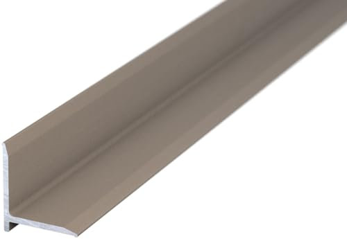 (13,79EUR/m) NALine Abschlussprofil | 15 x 13 x 1500 mm | Edelstahl-Look eloxiert | Innenwinkel Treppenbelag | Bodentiefe Fenster Balkon Abschluss | Sockelprofil | Wandabschlussleiste