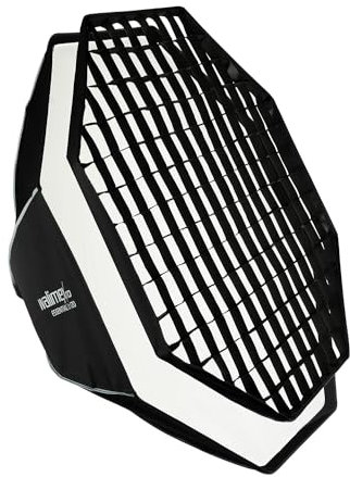 Walimex pro Essential Softbox Octagon 120 cm, girevole a 360°, montaggio semplice, con griglia, adattatore Bowens e borsa per il trasporto, ideale per ritratti e scatti di bellezza