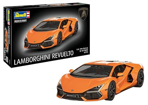 Revell Lamborghini Revuelto | Modellbausatz 1:24 mit 105 Teilen | Supersportwagen mit V12 Hybridmotor, Scherentüren und beweglicher Motorhaube